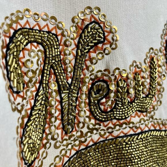 Free People sweatshirt sequins beads New York cotton blend oversized - Picture 6 of 8